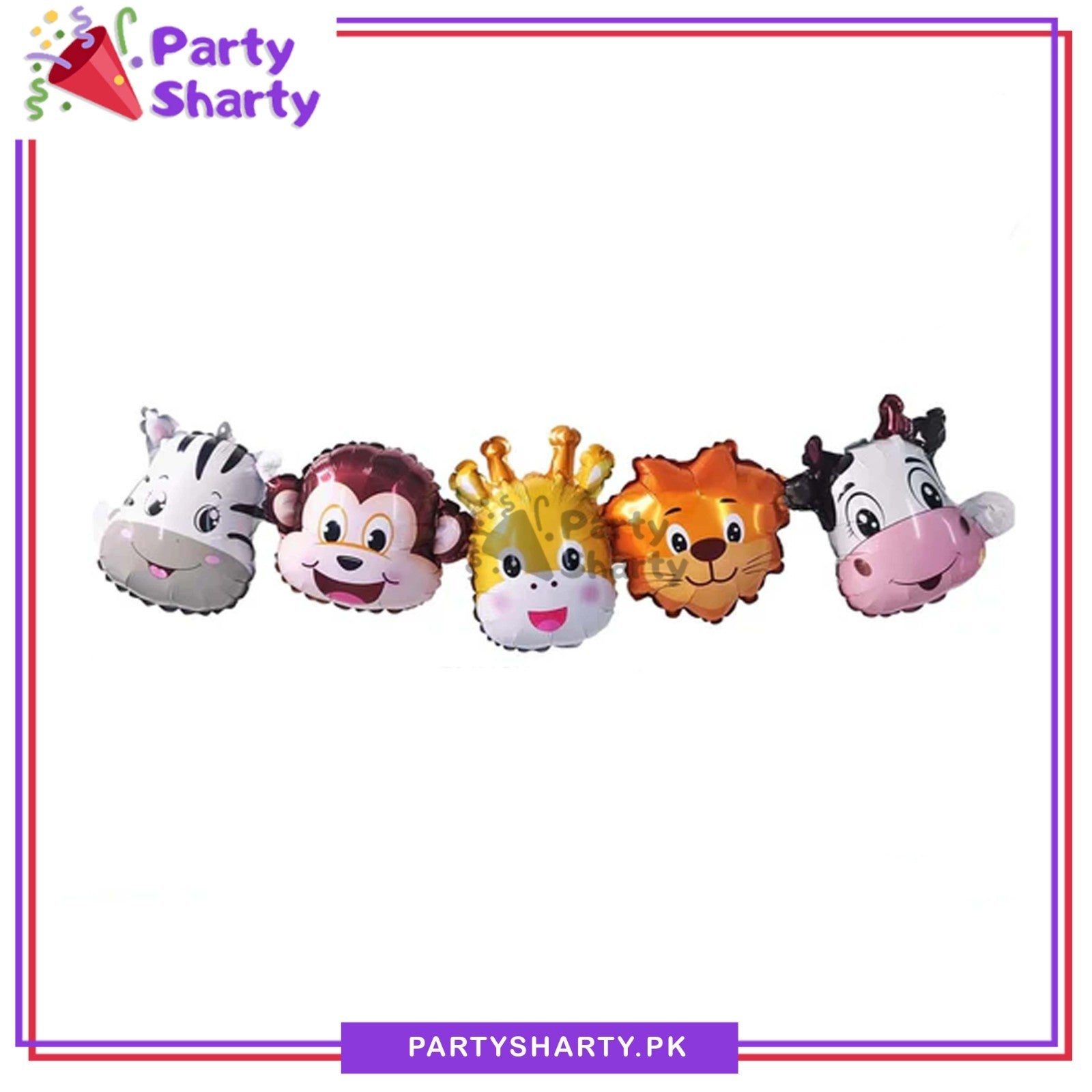 5in1 Jungle Theme Garland Foil Balloon for Jungle/ Safari Theme Kids Birthday Party Decoration