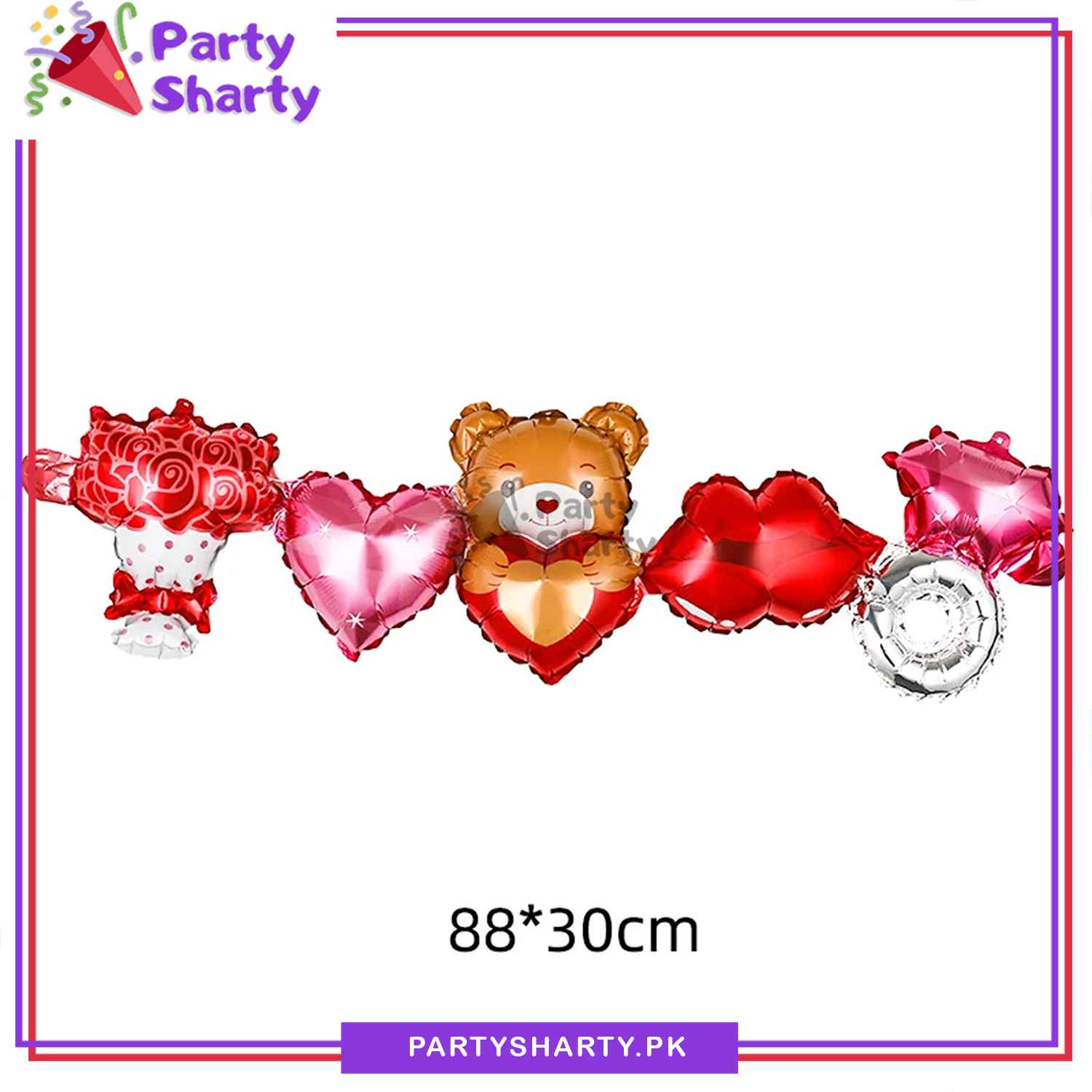 5 in 1 Garland Love Foil Balloon For Anniversary, Wedding & Valentine Party Decoration and Celebration