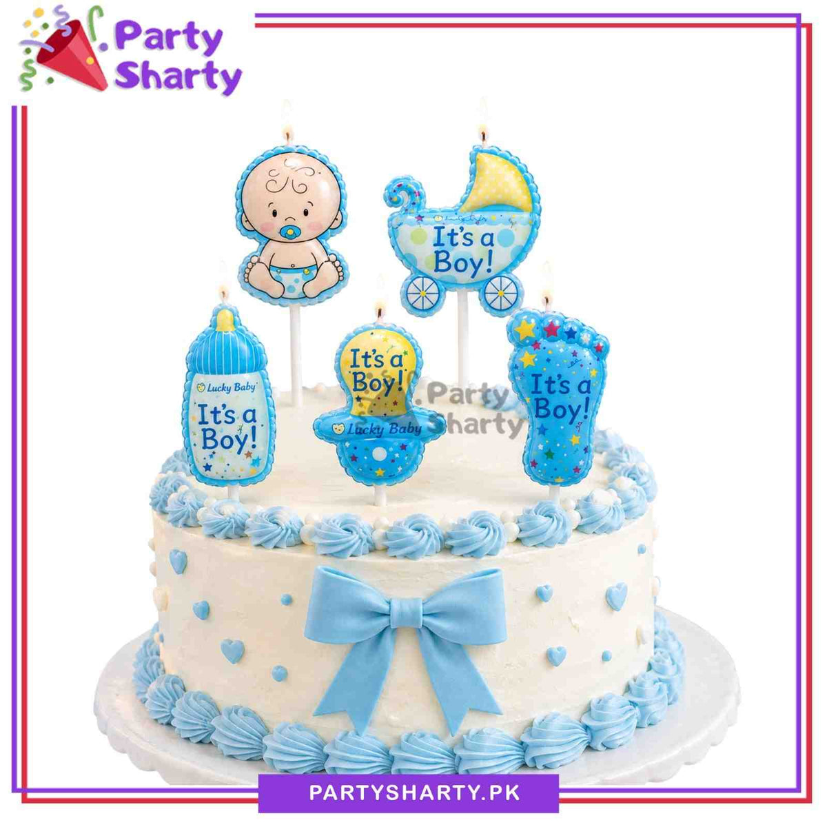 5pcs Its a Boy Theme Candles For Welcome Baby Cake Decoration