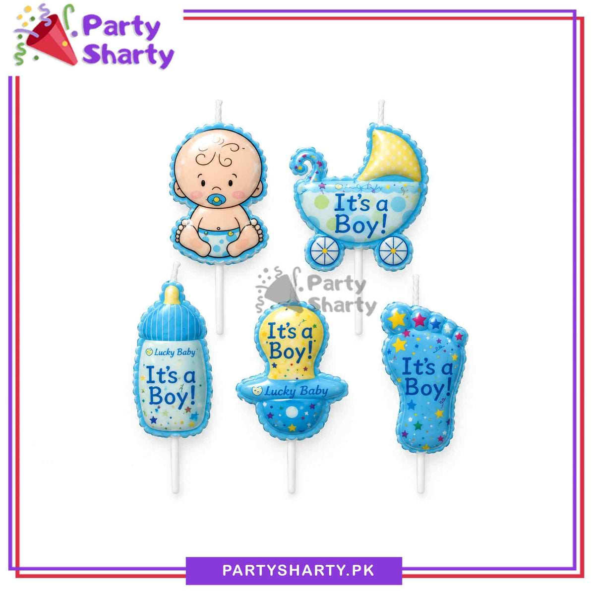 5pcs Its a Boy Theme Candles For Welcome Baby Cake Decoration
