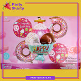 5pcs Ice-cream Cup with Donut Foil Balloon for Candyland Birthday Party Decoration & Celebration