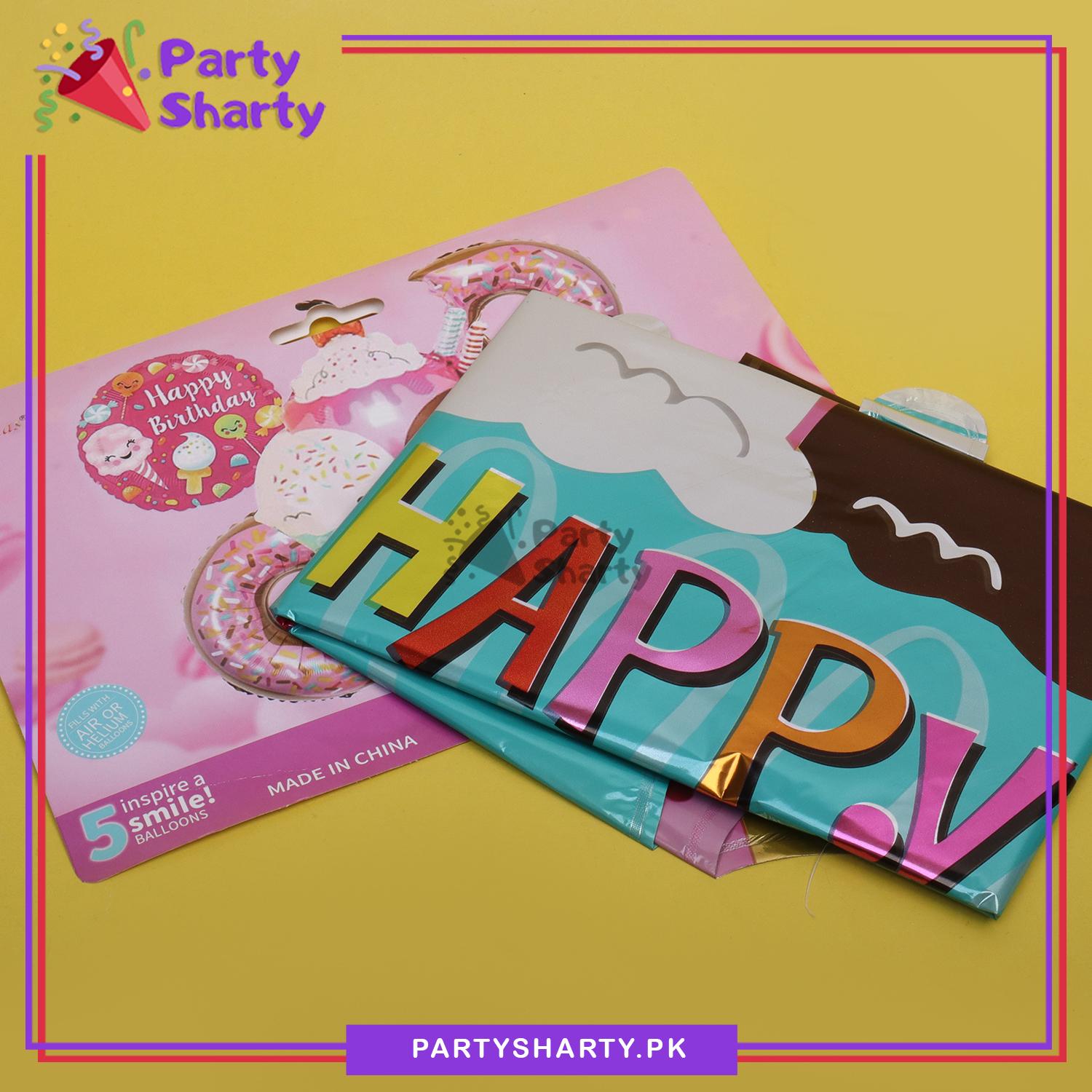 5pcs Ice-cream Cup with Donut Foil Balloon for Candyland Birthday Party Decoration & Celebration