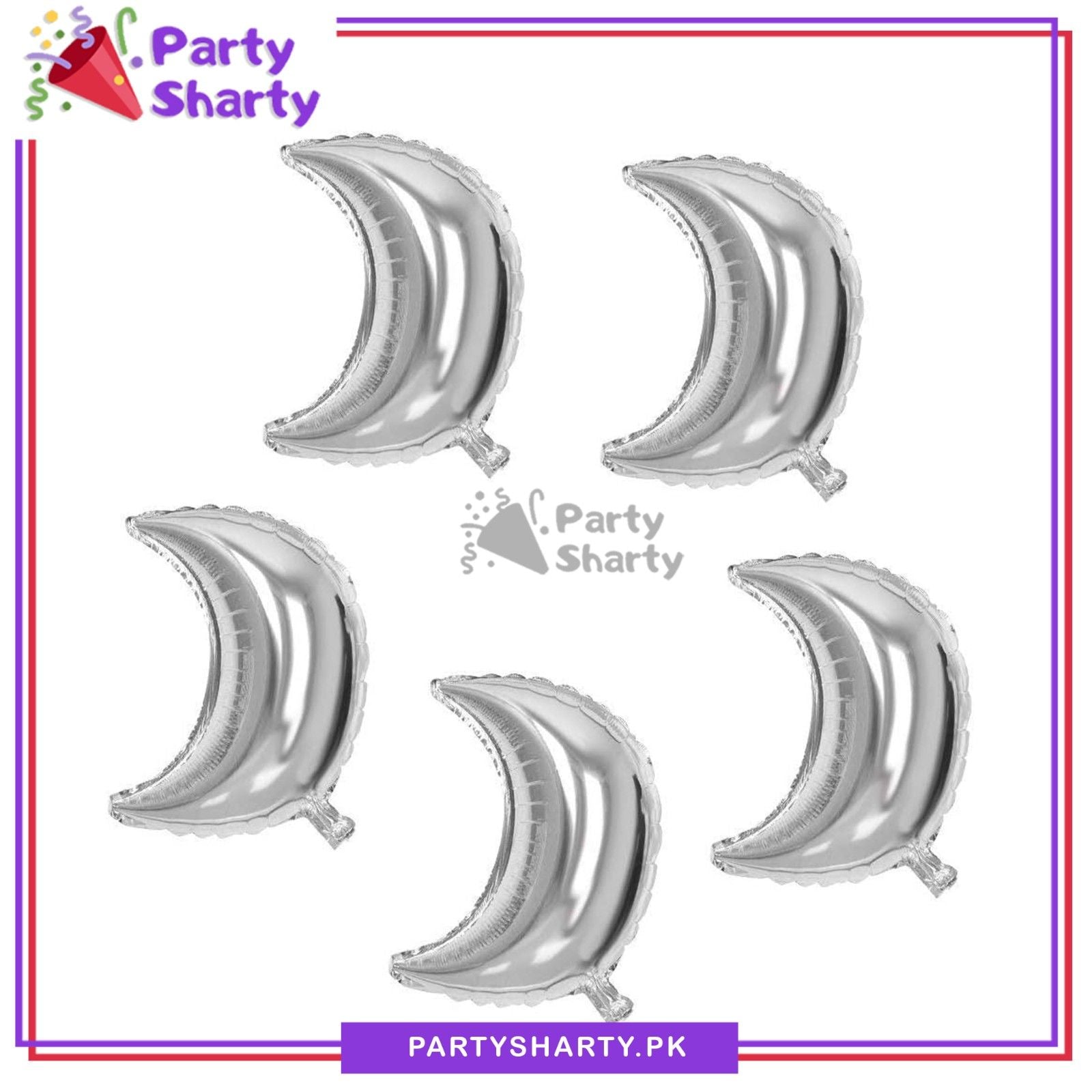 5pcs/Set 28inches Crescent Moon Foil Balloons For Ramadan & Eid Decorations