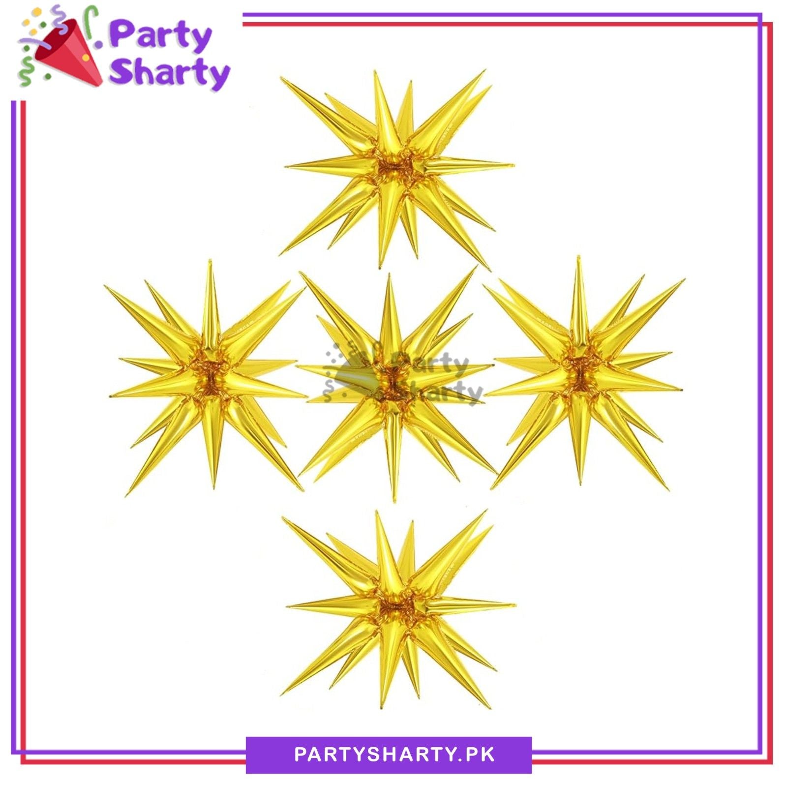 5pcs/Set 22inch Golden Explosion Star Shaped Foil Balloons For Party Decoration