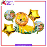 5pcs/Set Cute Lion Foil Balloons For Jungle / Safari Theme Decoration & Celebration
