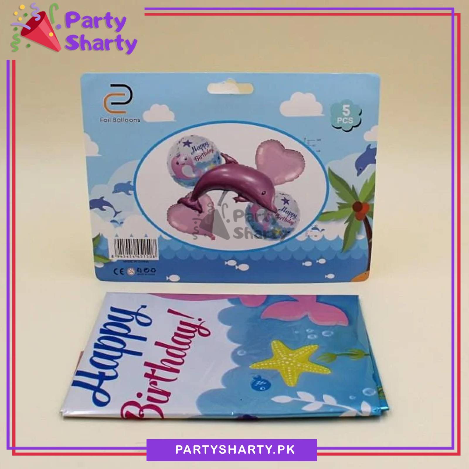 5pcs/Set Dolphin Shaped Foil Balloon For Under The Sea Theme Party Decoration & Celebrations