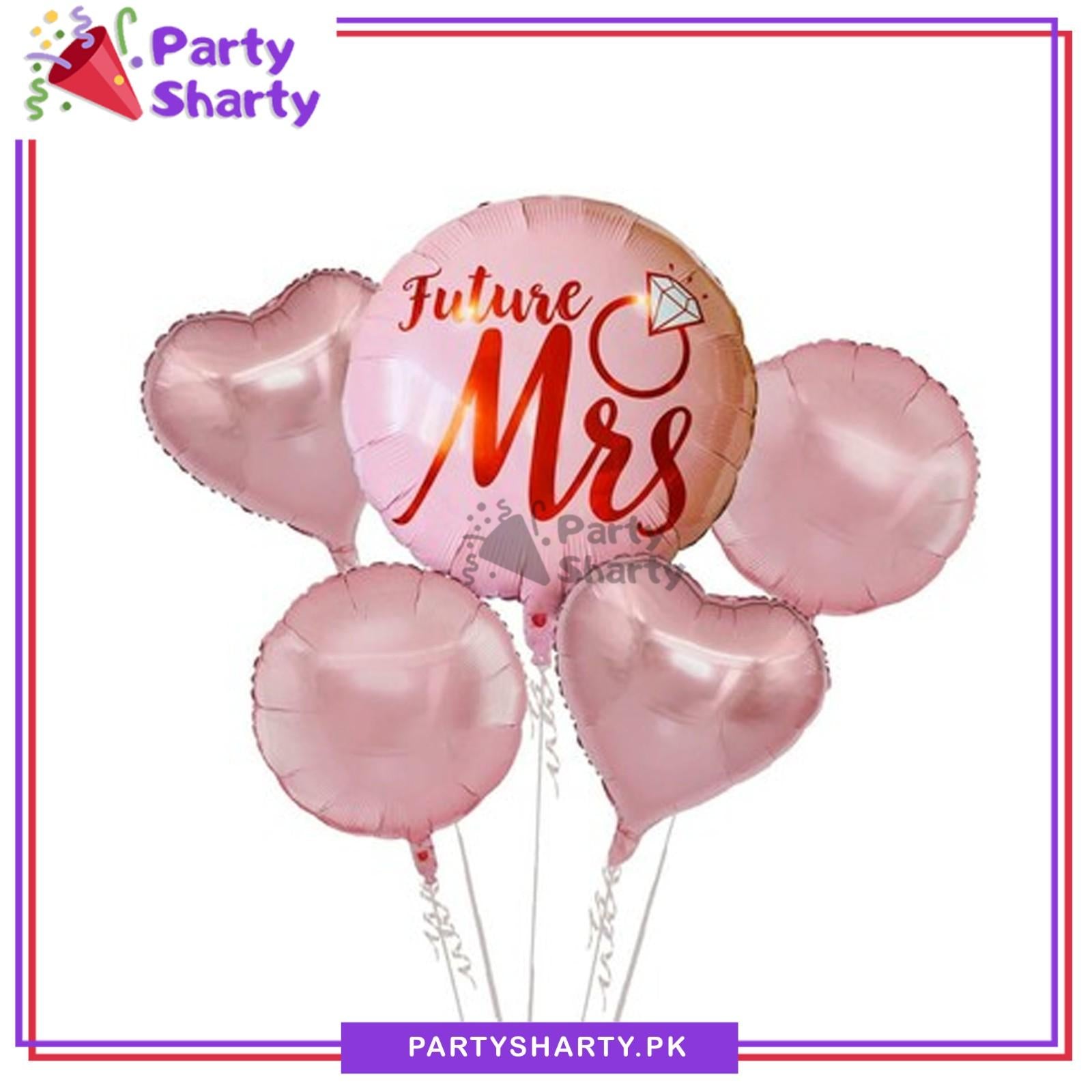 5pcs Future Mrs Foil Balloons Set For Bride to be Party Decoration
