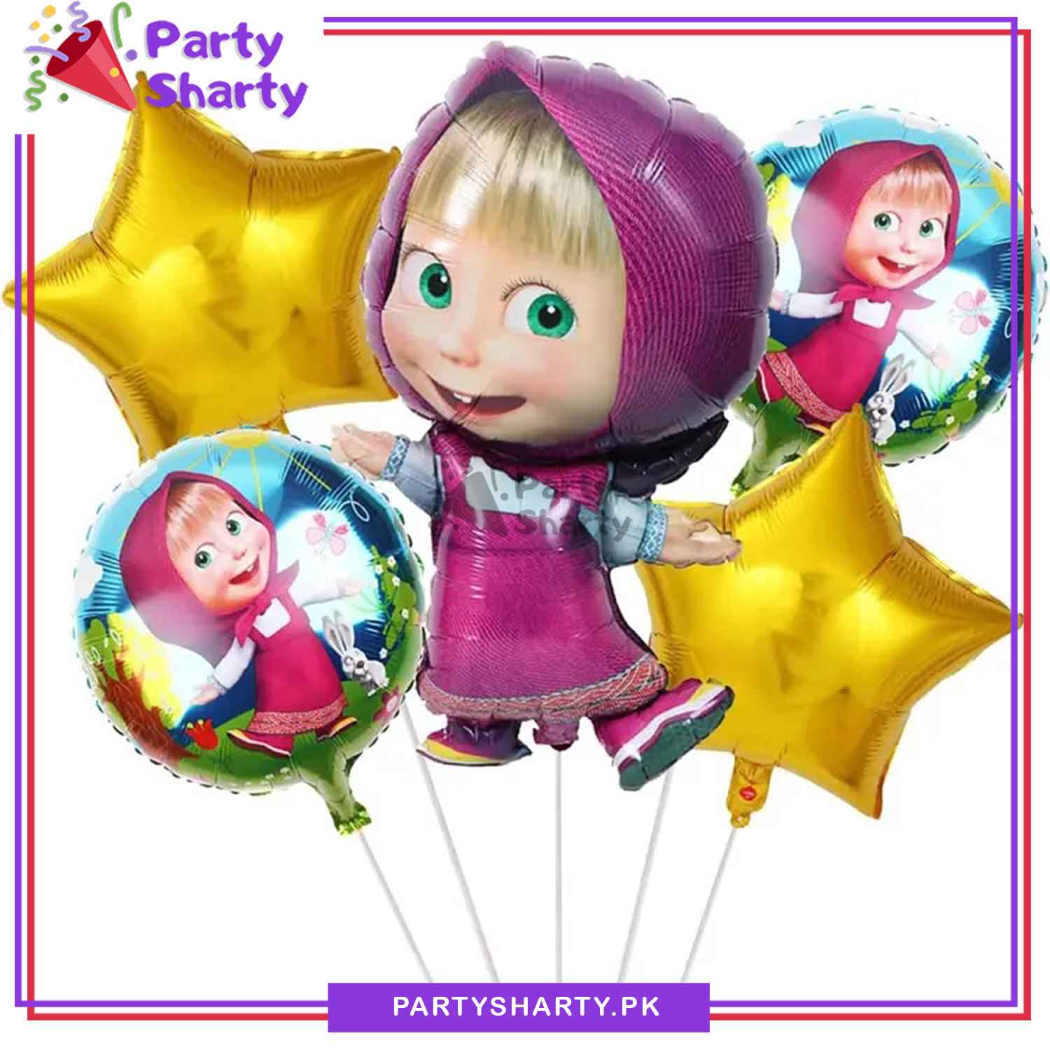 5pcs/Set Masha Theme Foil Balloon For Masha & The Bear Theme Birthday Party Decoration and Celebration