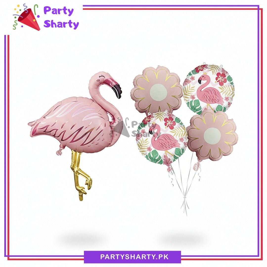 5pcs/Set Pastel Pink Flamingo Foil Balloon For Theme Party Decoration & Celebrations