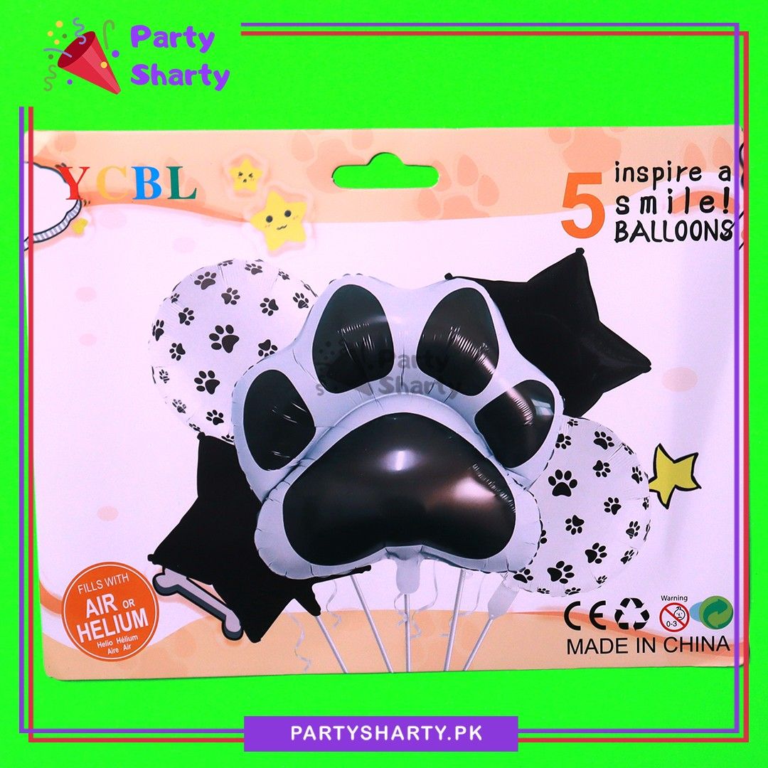 5pcs/Set Paw Foil Balloons Set For Theme Based Birthday Decoration & Celebration