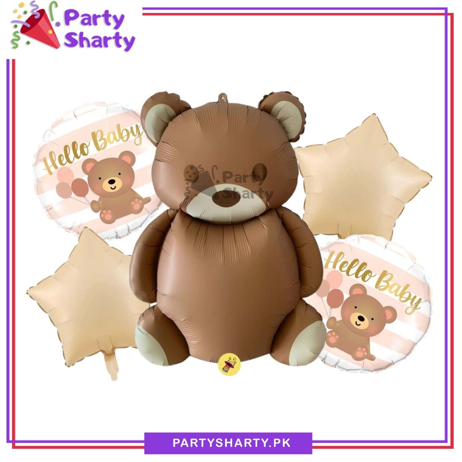 5pcs/set Vintage Teddy Bear Foil Balloons Set For Teddy Bear Theme Party Decoration & Celebration