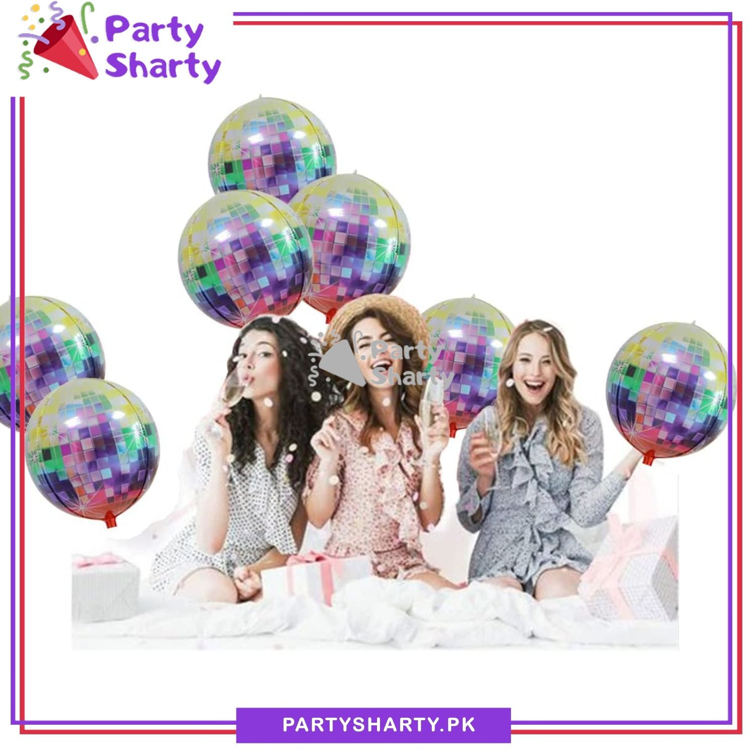 5pcs/Set 22inch Multi Disco Theme ORBZ Shaped Foil Balloon For Birthday Party Decoration and Celebration