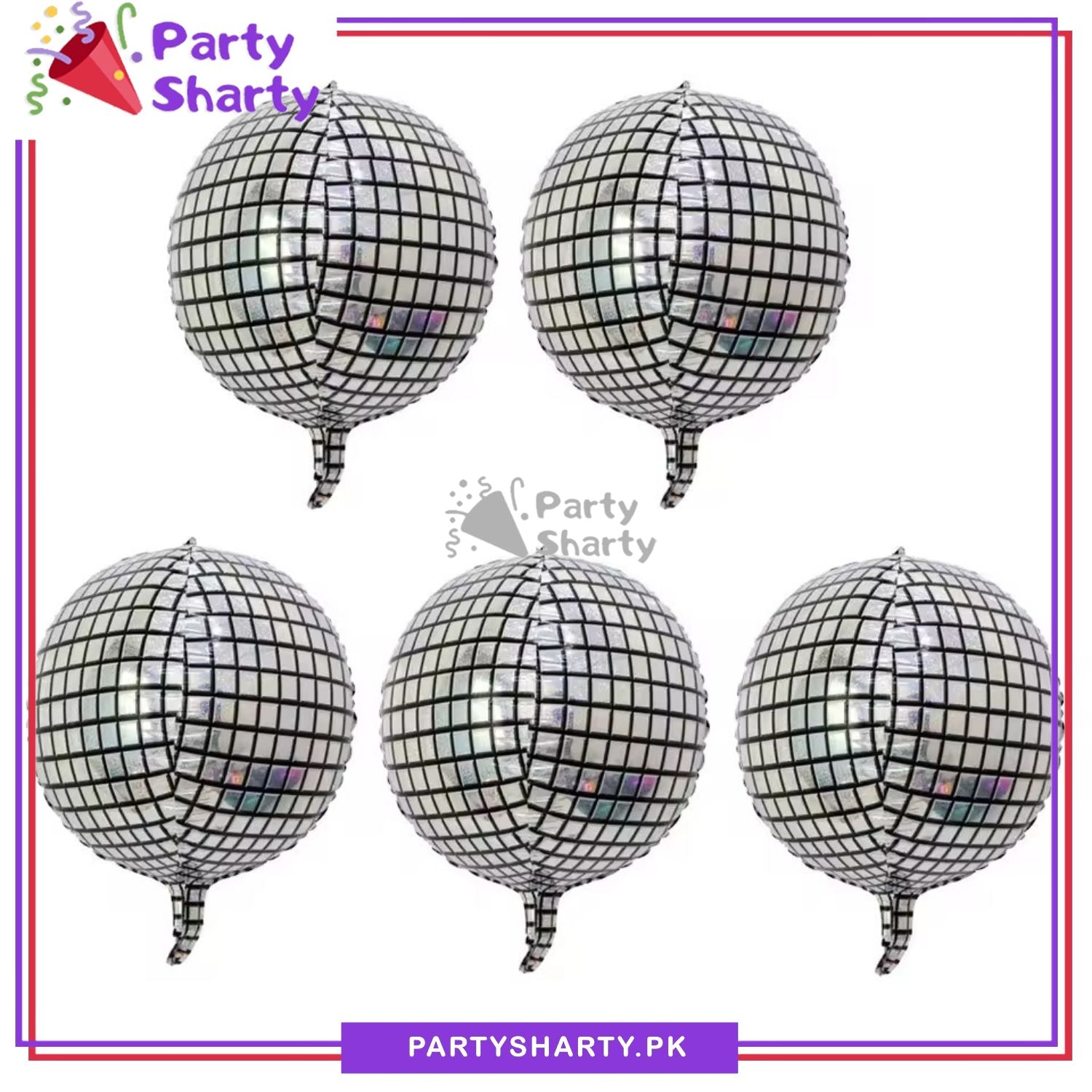 5pcs/Set 22inch Silver Disco Theme ORBZ Shaped Foil Balloon For Birthday Party Decoration and Celebration