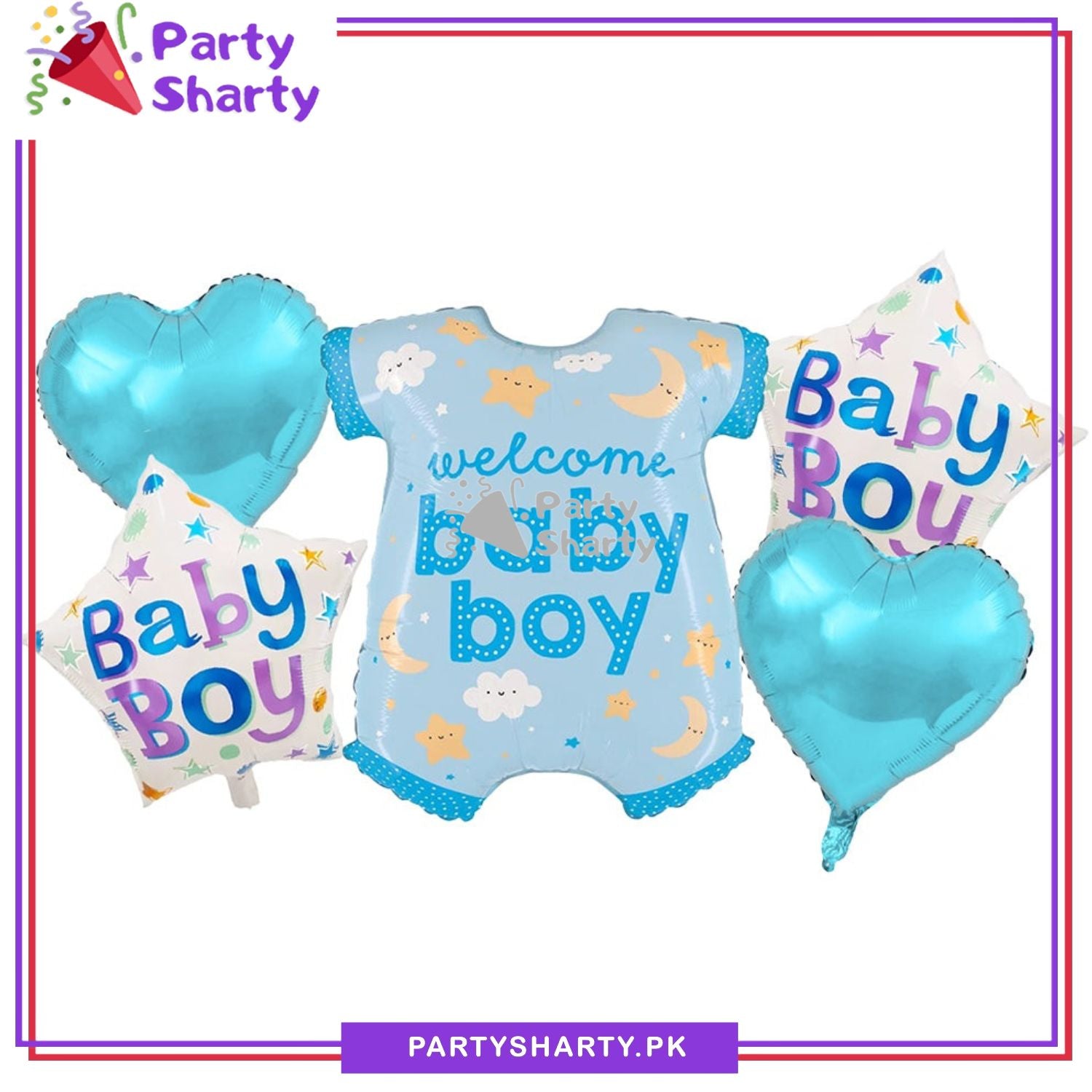 5pcs/Set Baby Boy / Girl Stylish Romper Shaped Foil Balloon Set For Baby Shower, Welcome Baby Decoration and Celebrations