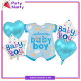 5pcs/Set Baby Boy / Girl Stylish Romper Shaped Foil Balloon Set For Baby Shower, Welcome Baby Decoration and Celebrations
