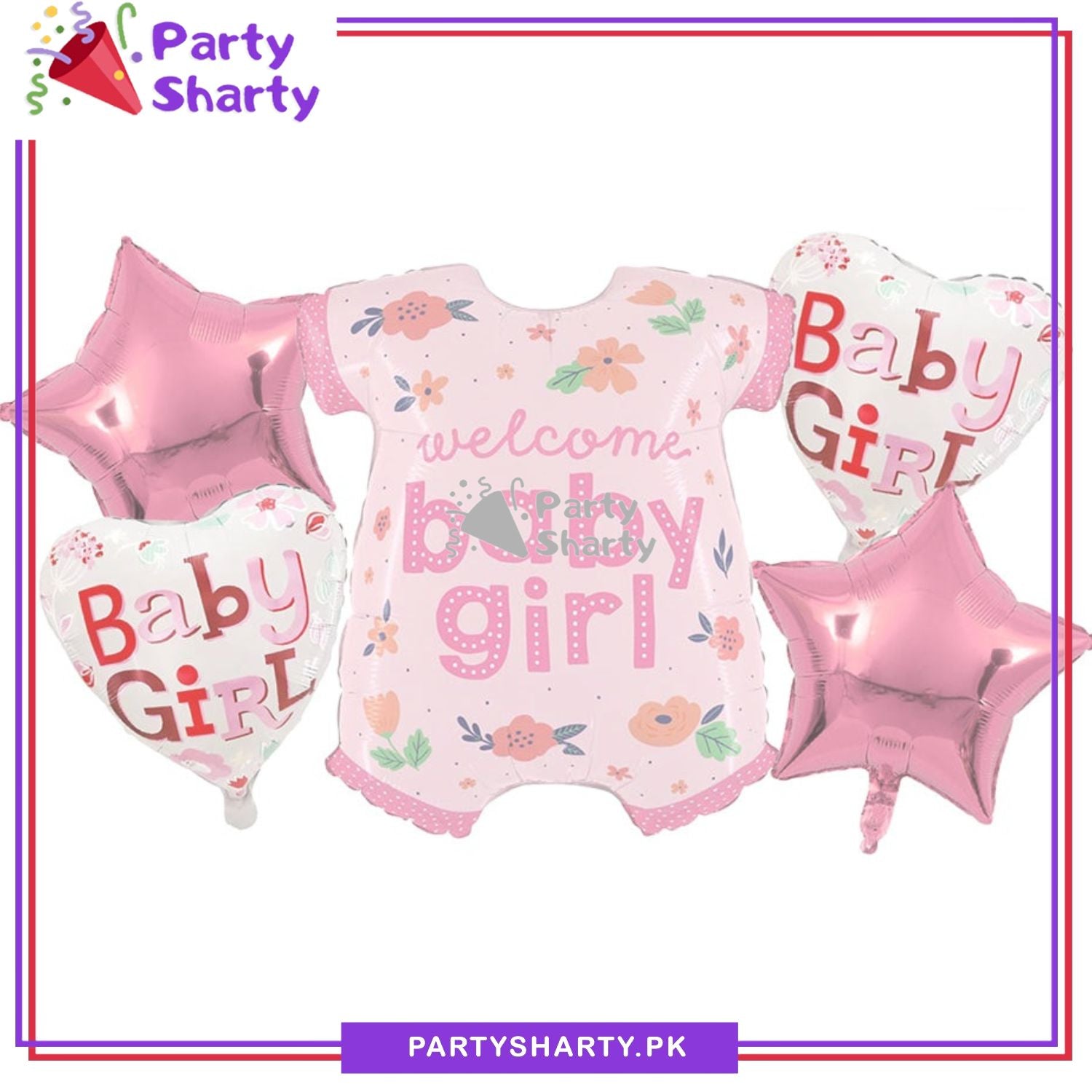 5pcs/Set Baby Boy / Girl Stylish Romper Shaped Foil Balloon Set For Baby Shower, Welcome Baby Decoration and Celebrations