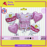 5pcs/Set Baby Boy / Girl Stylish Romper Shaped Foil Balloon Set For Baby Shower, Welcome Baby Decoration and Celebrations