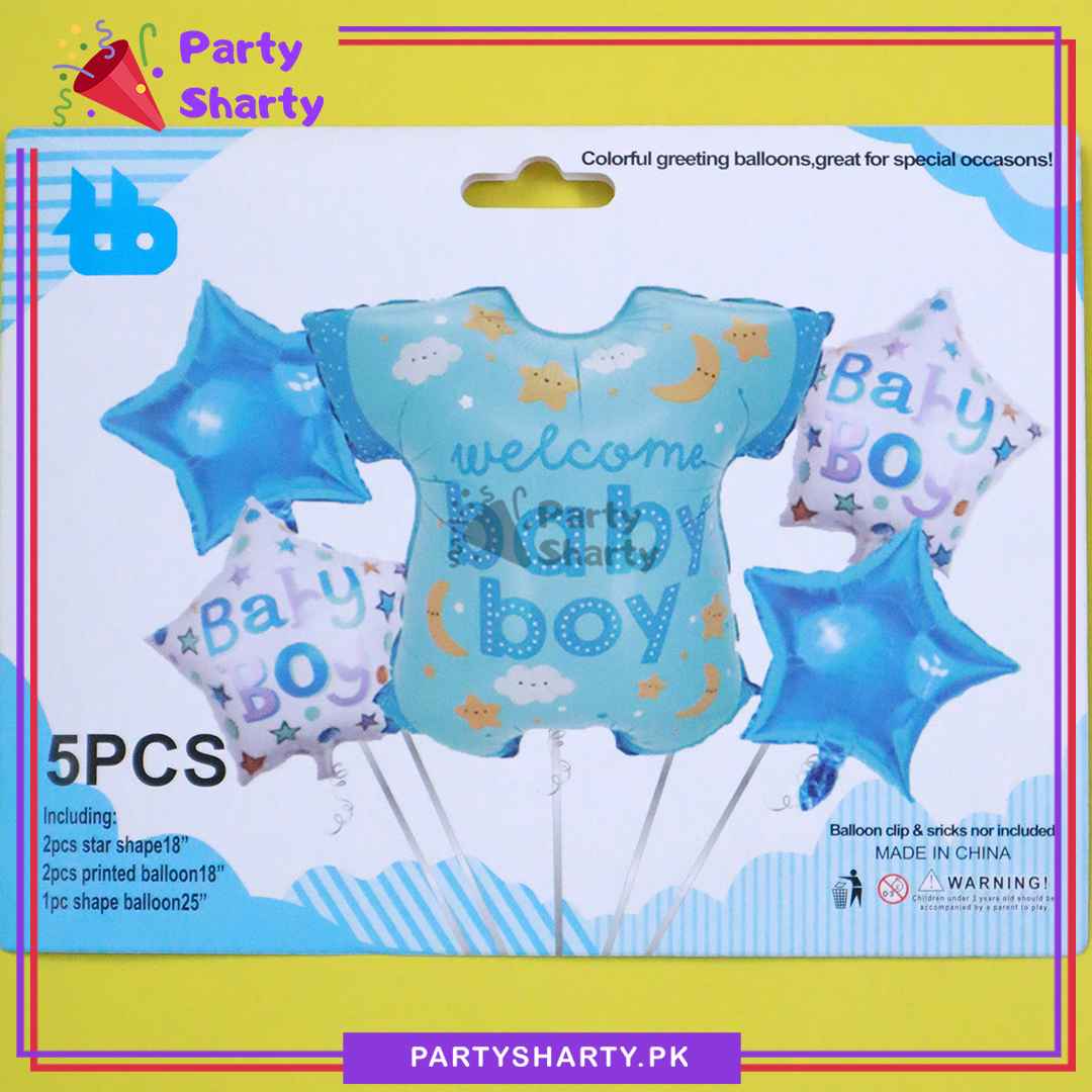 5pcs/Set Baby Boy / Girl Stylish Romper Shaped Foil Balloon Set For Baby Shower, Welcome Baby Decoration and Celebrations