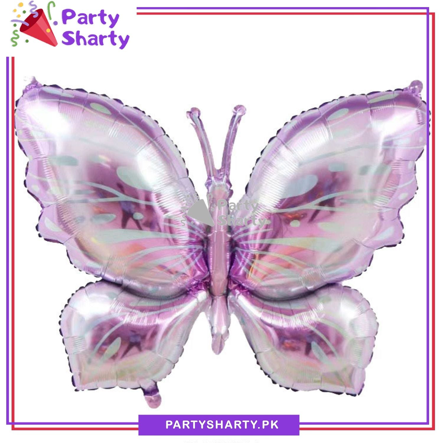 5pcs/Set Sky Blue, Lilac & Pink Shade Butterfly Foil Balloon For Butterfly Themed Birthday, Baby Shower Party and Event Decoration