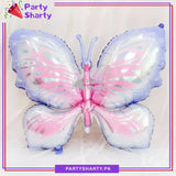 5pcs/Set Sky Blue, Lilac & Pink Shade Butterfly Foil Balloon For Butterfly Themed Birthday, Baby Shower Party and Event Decoration