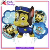 5pcs/Set Stylish Paw Patrol Chase Foil Balloons Set For Theme Based Birthday Decoration & Celebration