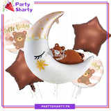 5pcs/Set Teddy Bear on Crescent Foil Balloon For Teddy Bear Theme Party Decoration And Celebration