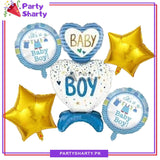 5pcs/Set Baby Boy Airloonz Foil Balloons Set For Welcome Baby Party Celebration & Decoration