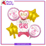 5pcs/Set Baby Girl Airloonz Foil Balloons Set For Welcome Baby Party Celebration & Decoration