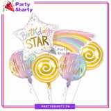 5pcs/ Set Birthday Star Rainbow Foil Balloons Set For Birthday Party Decoration and Celebration