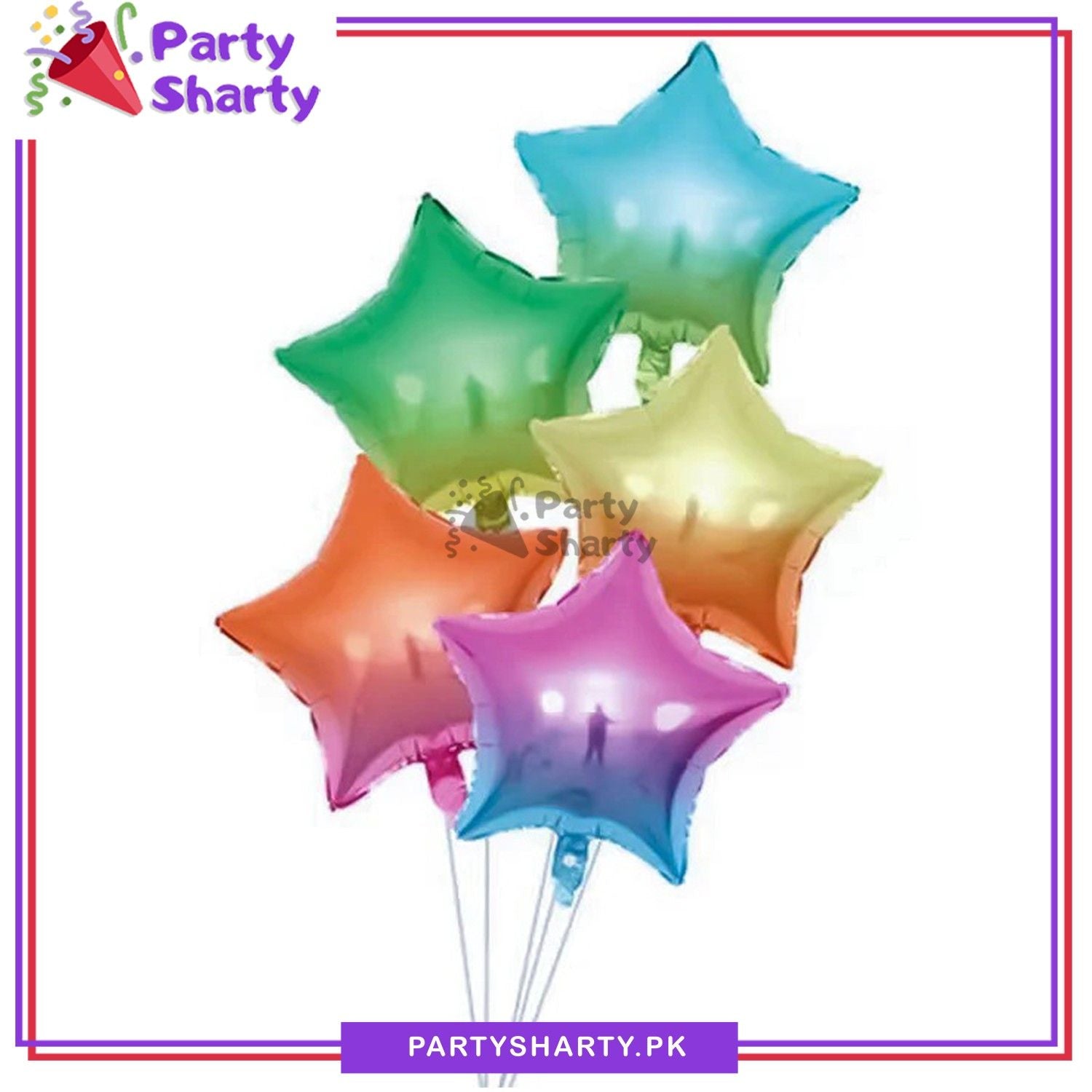 5pcs/Set Gradient Star Foil Shape Balloon Set For Celebration & Party Decoration
