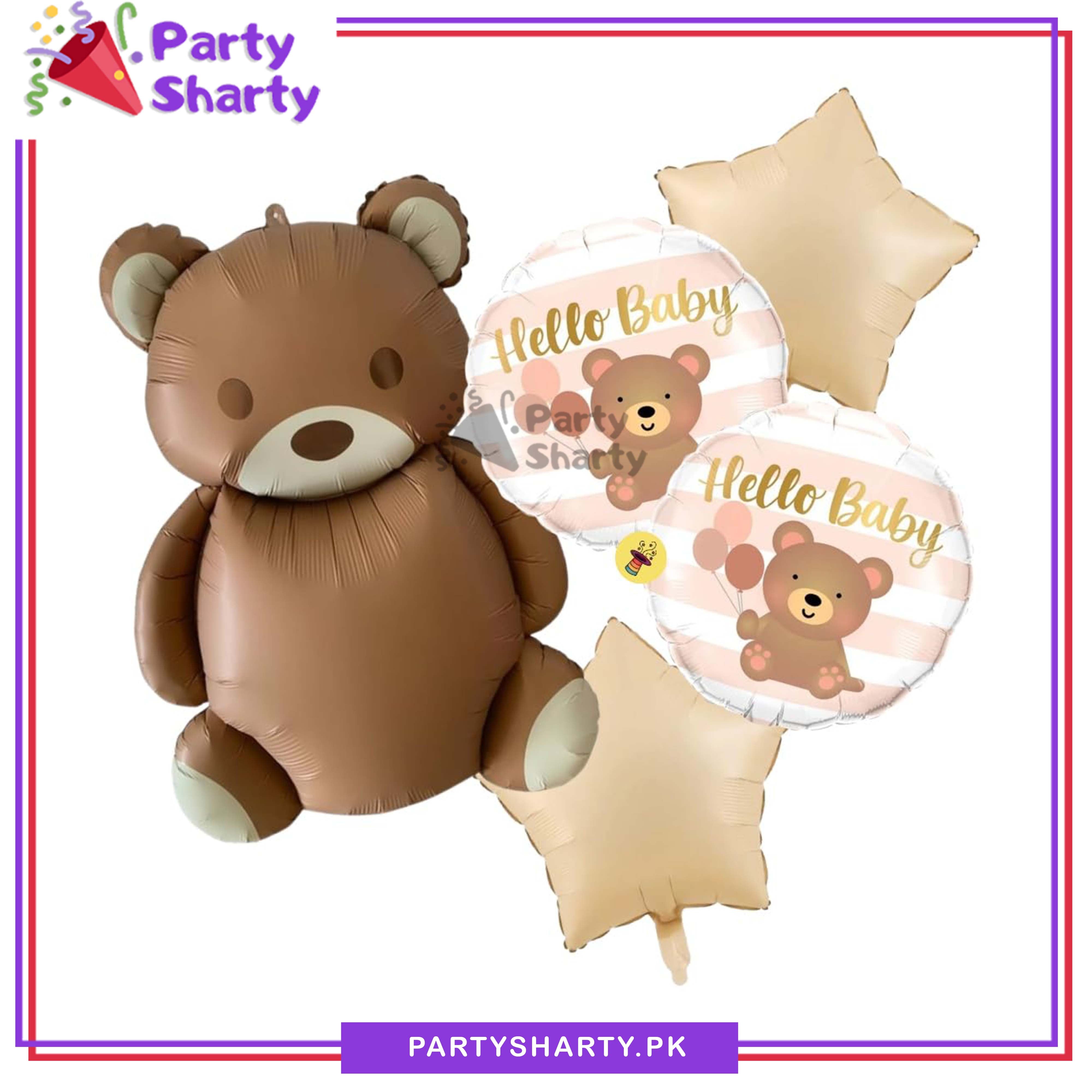 5pcs/set Vintage Teddy Bear Foil Balloons Set For Teddy Bear Theme Party Decoration & Celebration