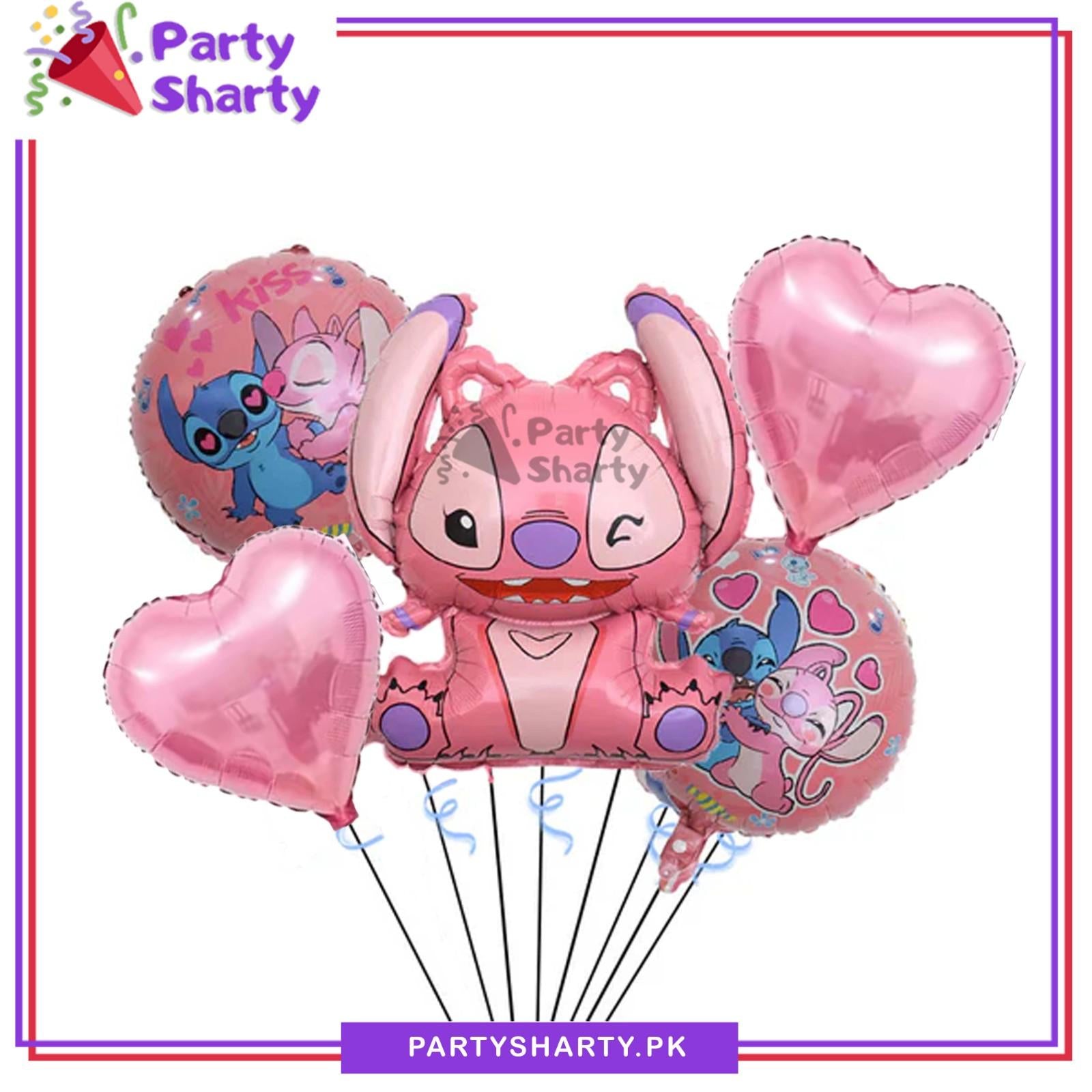 5pcs/set Lilo & stitch Cartoon Theme Foil Balloon Set for Theme Party Decoration & Celebration