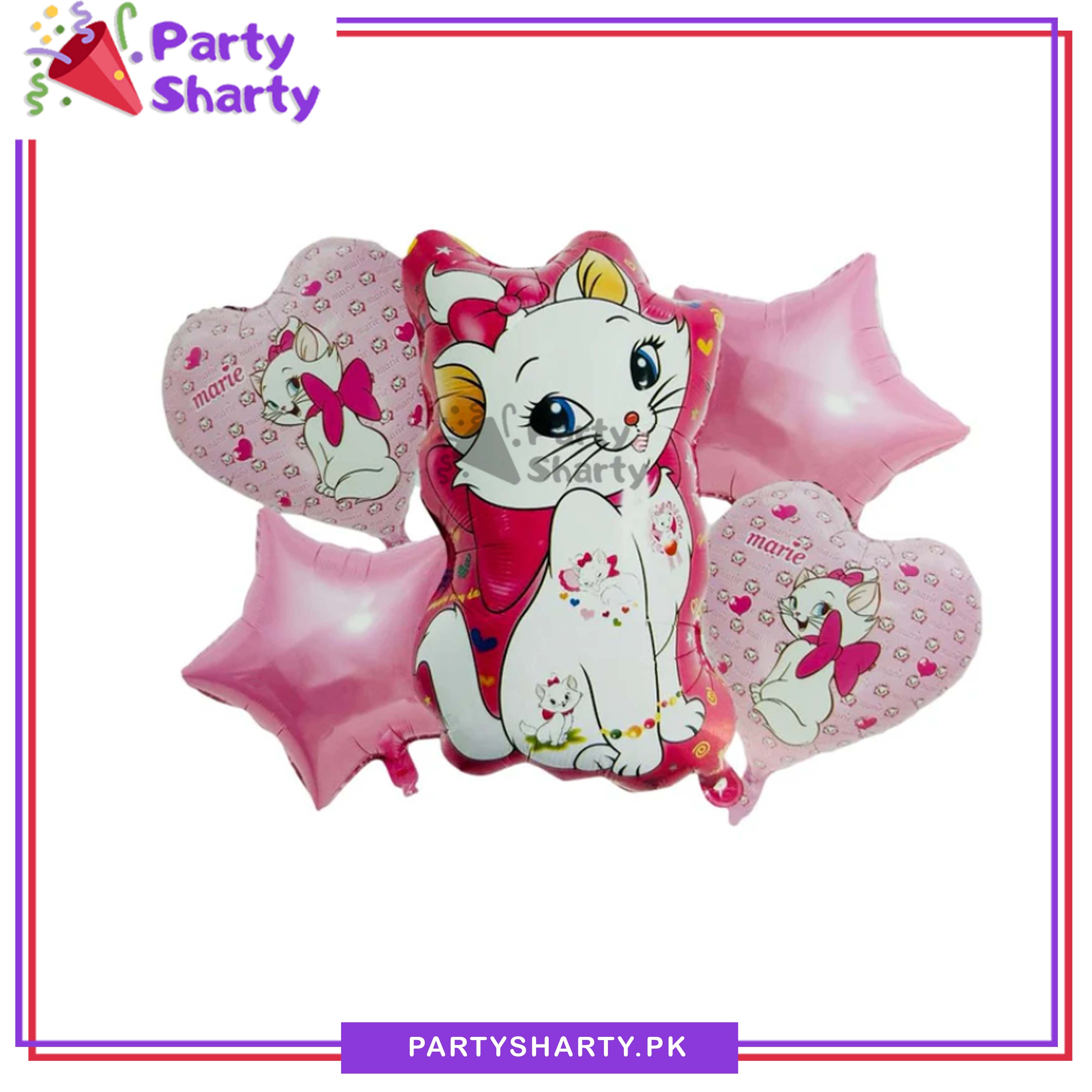 5pcs/set Marie Cat Character Foil Balloons For Theme Party Celebration & Decoration