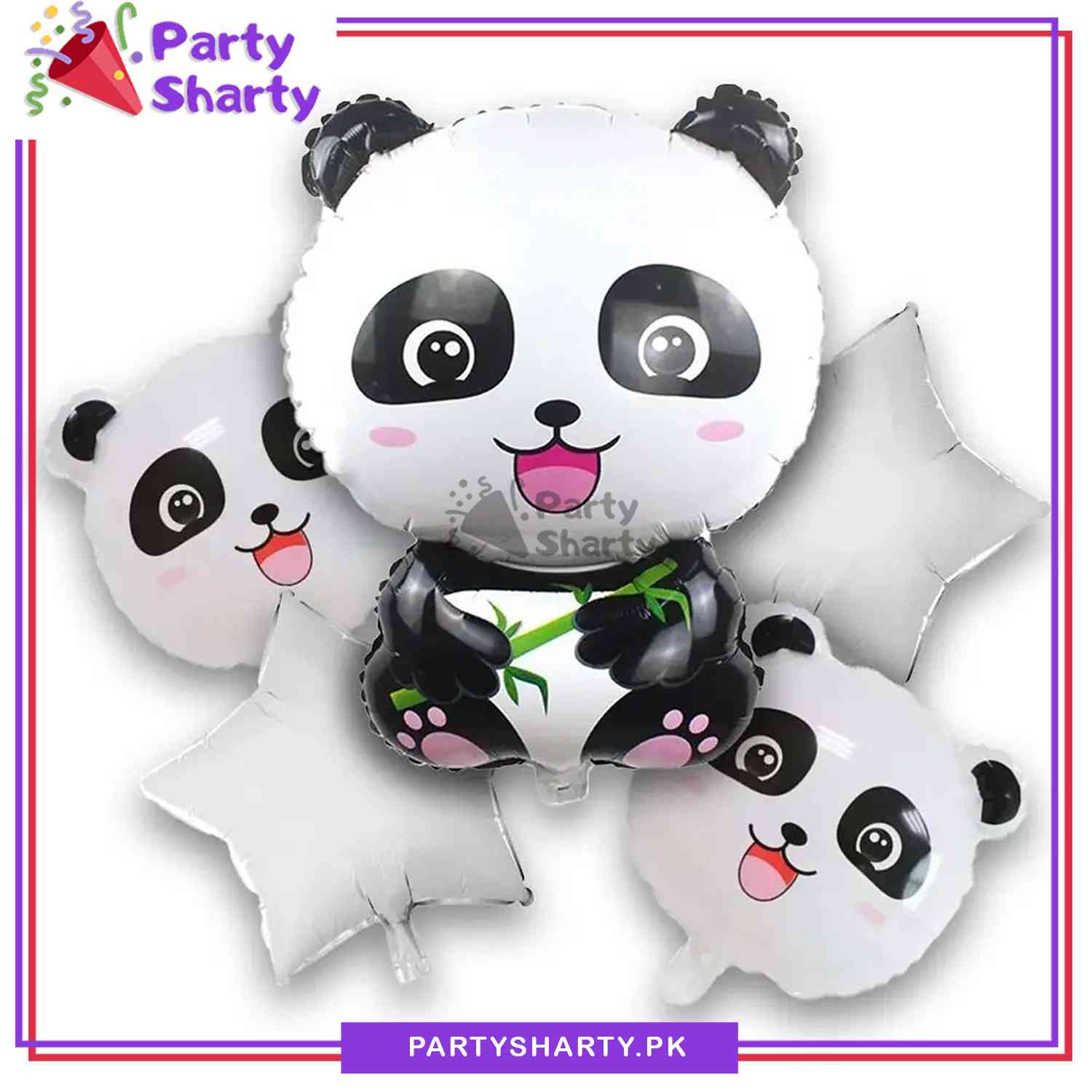 5pcs/set Cartoon Panda Foil Balloons Set Birthday Party Decoration Large Cute Animal Panda Balloons