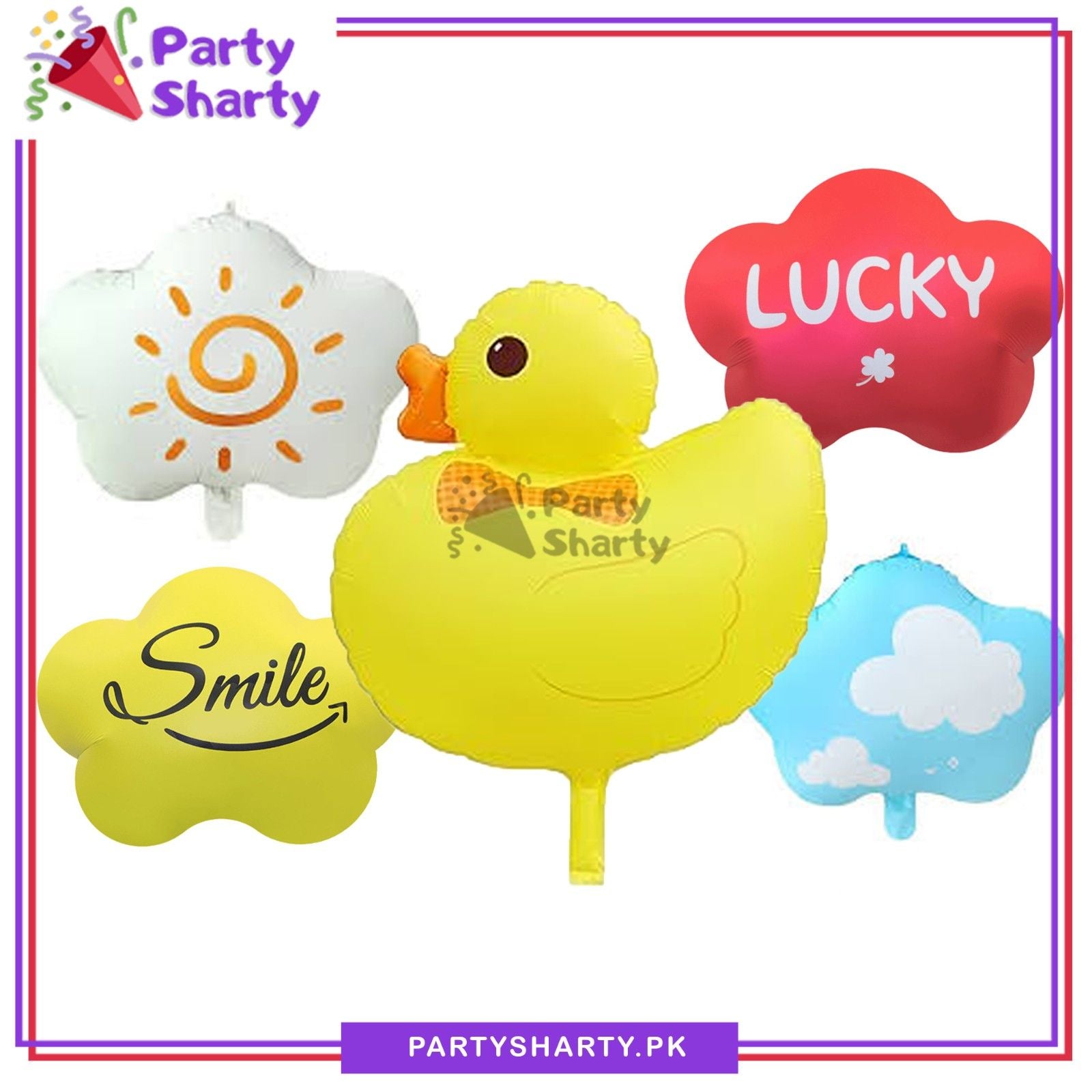 5pcs/set Yellow Duck Theme Foil Balloons For Farm Theme Party Decoration