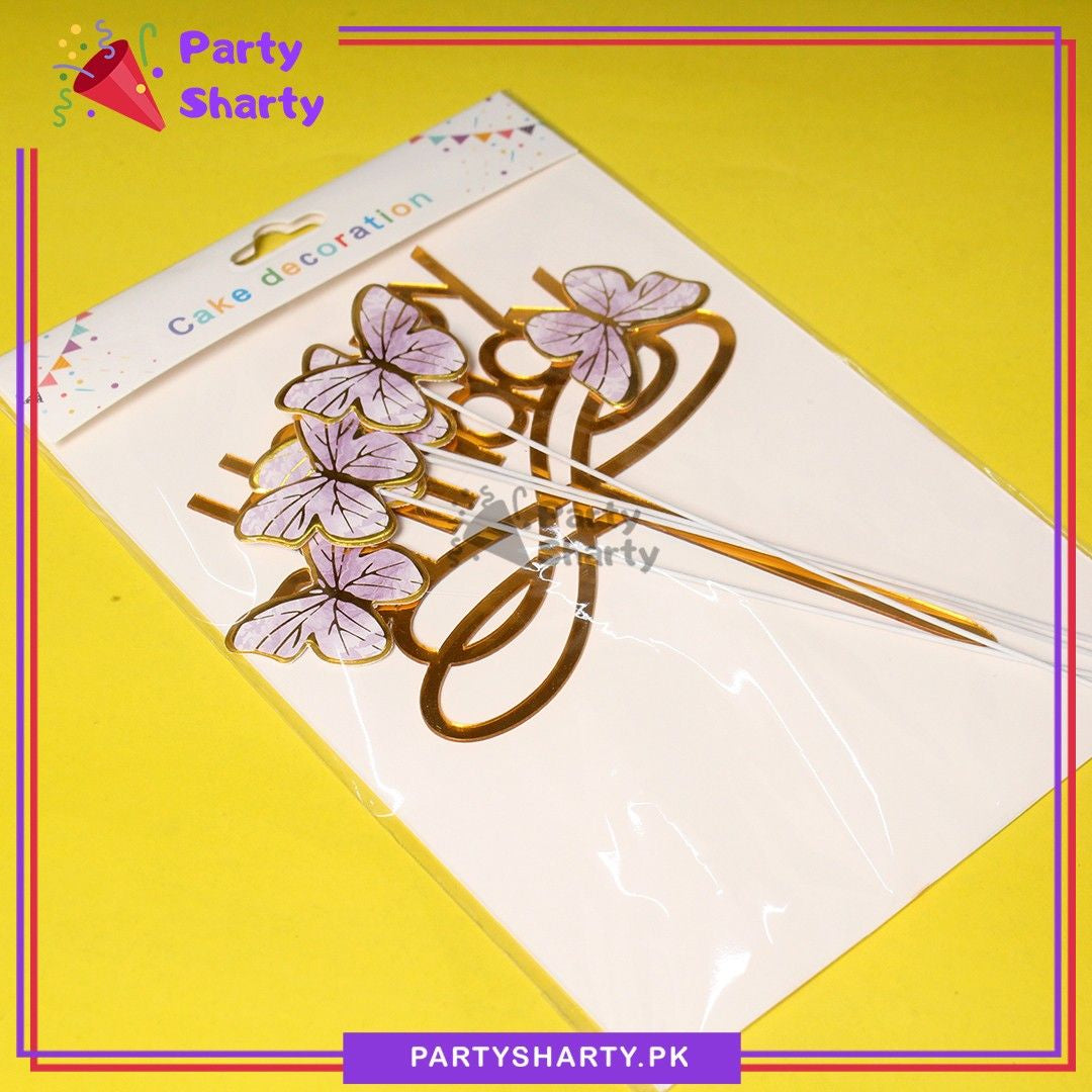5pcs/set Golden Acrylic Happy Birthday Butterfly Theme Cake Toppers For Cake Decoration