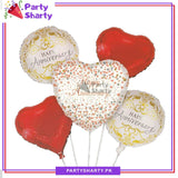 5pcs/set Happy Anniversary Heart Shaped Foil Balloons Set For Anniversary Decoration & Celebration