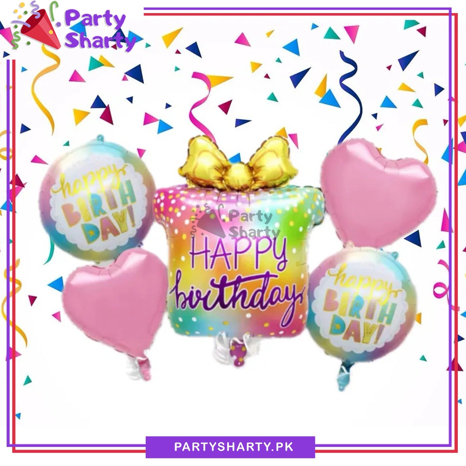 5pcs/set Happy Birthday Multi Gift Box Shaped Foil Balloons For Birthday Party Decoration and Celebration