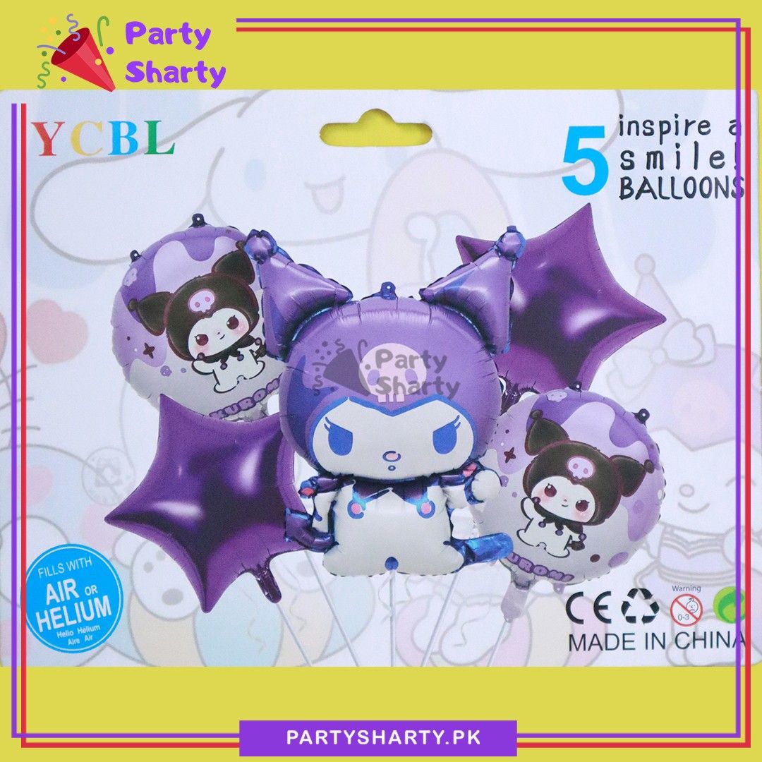 5pcs/set Purple Kuromi Foil Balloons Set For Party Decoration & Celebration