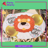 D-2 5pcs/set Cute Lion Head Theme Foil Balloons For Jungle / Safari / Wild One Theme Birthday Party Decoration and Celebration