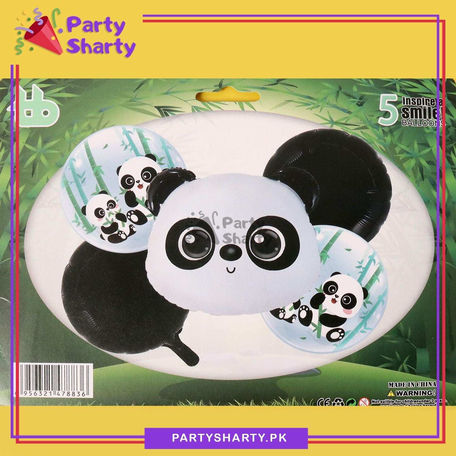5pcs/set Panda Head Foil Balloons Set For Panda Theme Party Decoration & Celebration