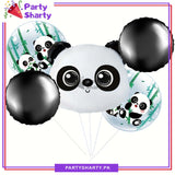 5pcs/set Panda Head Foil Balloons Set For Panda Theme Party Decoration & Celebration