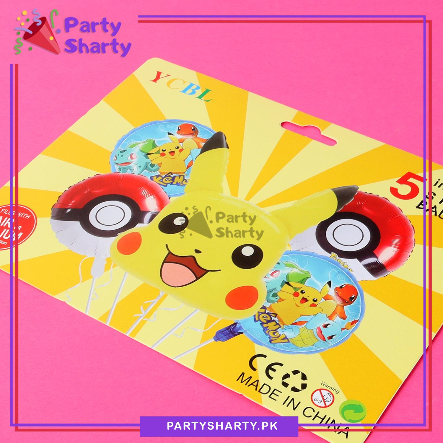 5pcs/set Pikachu Head Foil Balloons For Pokemon Theme Party Decoration and Celebration