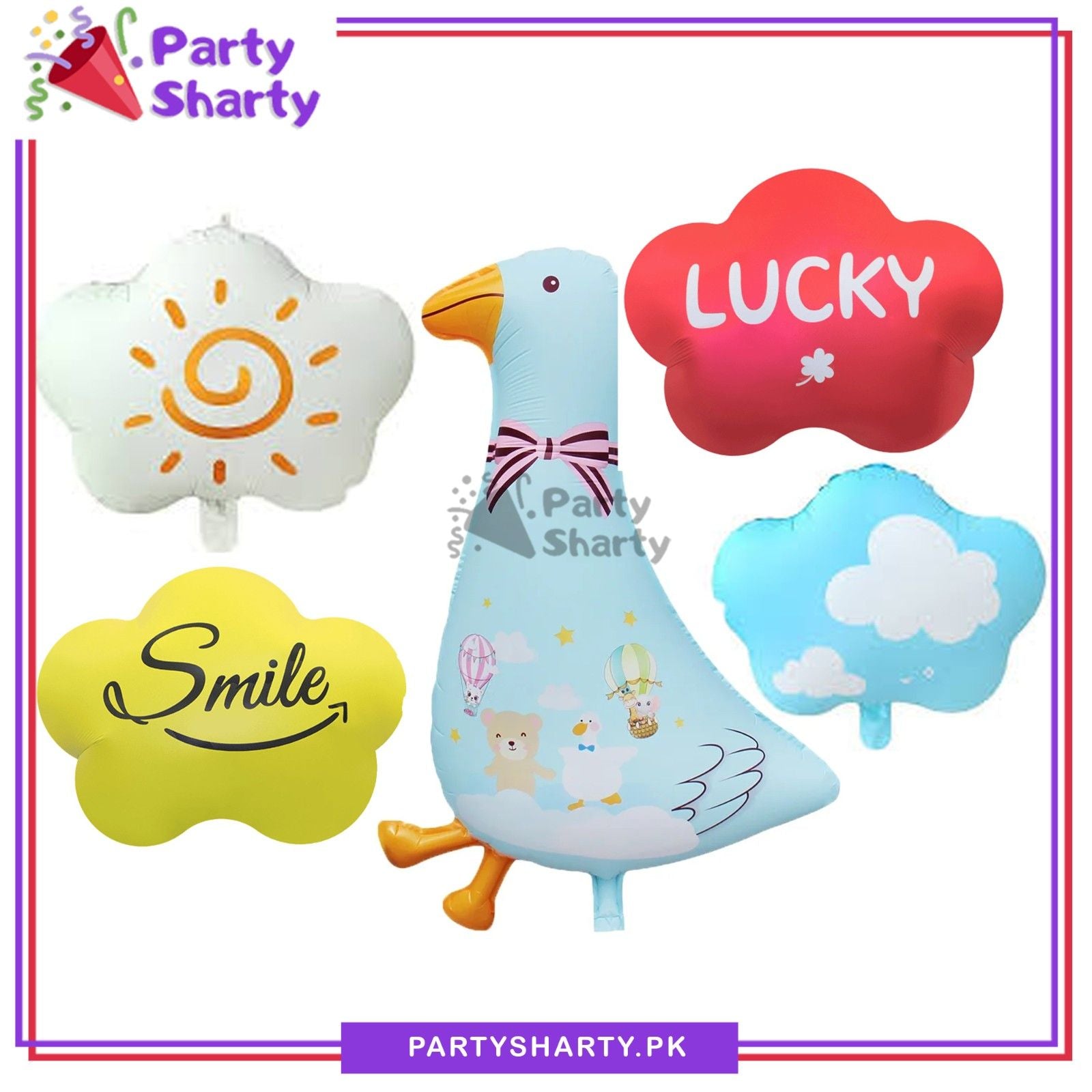 5pcs/set Silly Goose Crew Theme Foil Balloons For Farm Theme Party Decoration