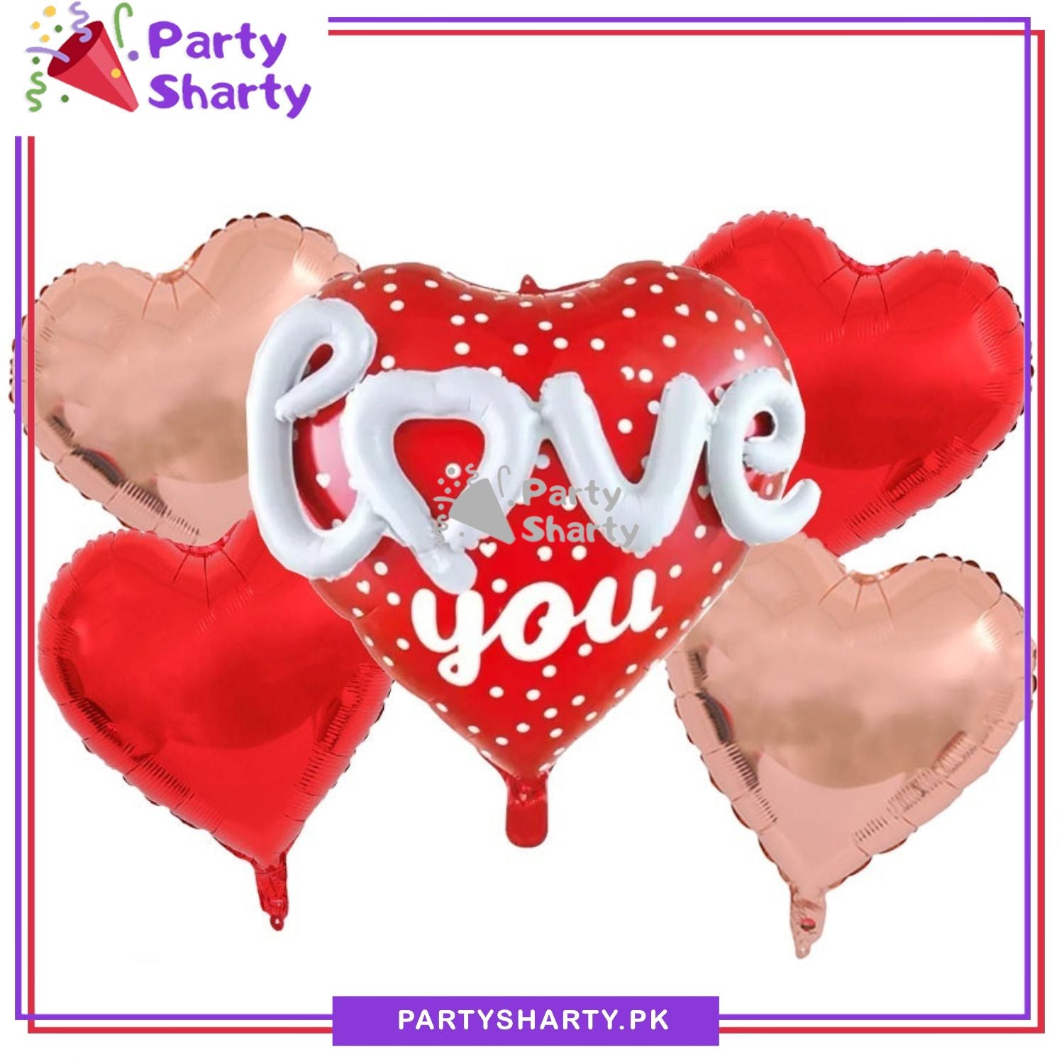 5pcs/set 3D Love You with 4 Heart Shaped Foil Balloons For Party Decoration and Celebration