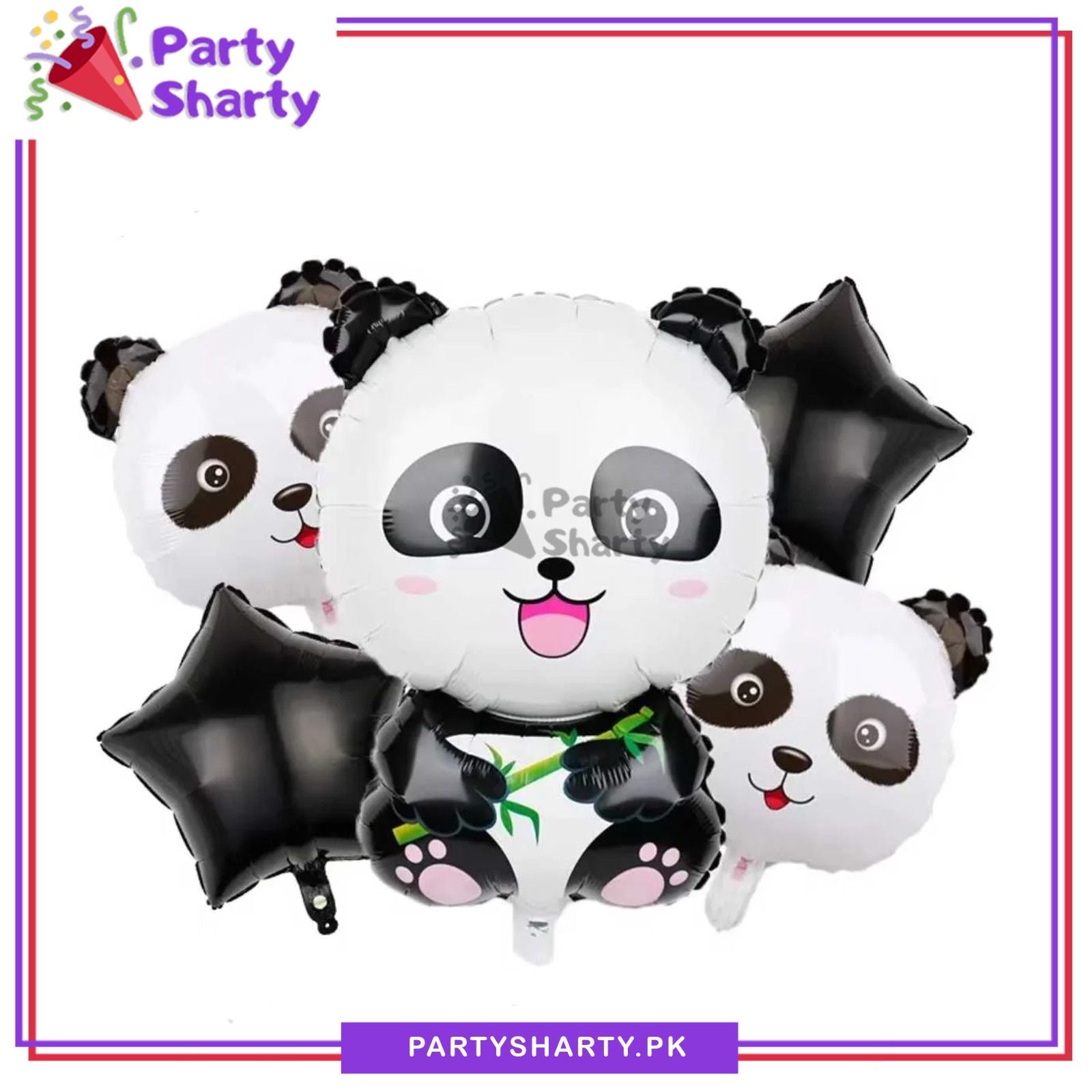 5pcs/set Cartoon Panda Foil Balloons Set Birthday Party Decoration Large Cute Animal Panda Balloons