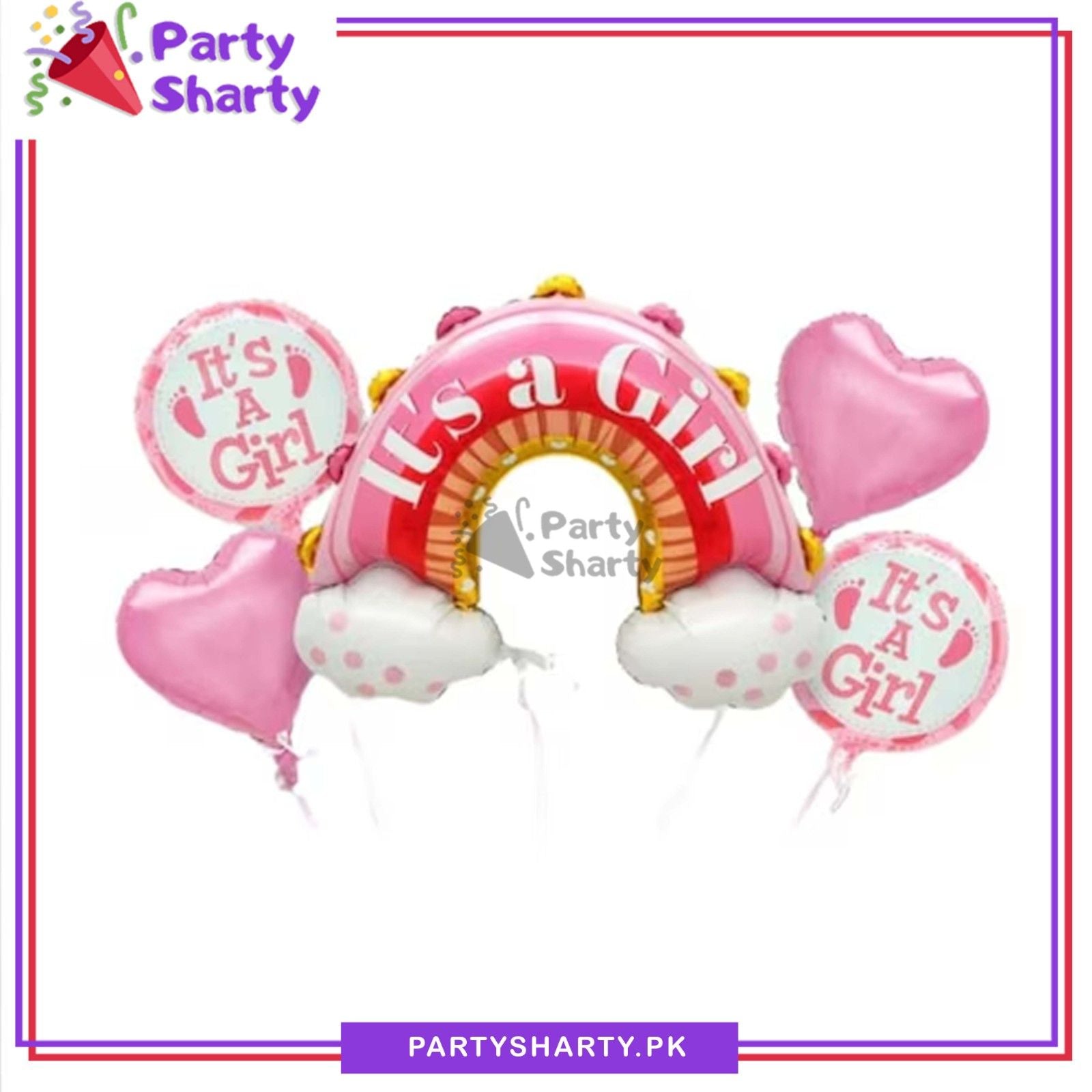 5pcs/set Its a Boy / Girl Stylish Cloud Rainbow Shaped Foil Balloon For Welcome Baby Decoration & Celebrations