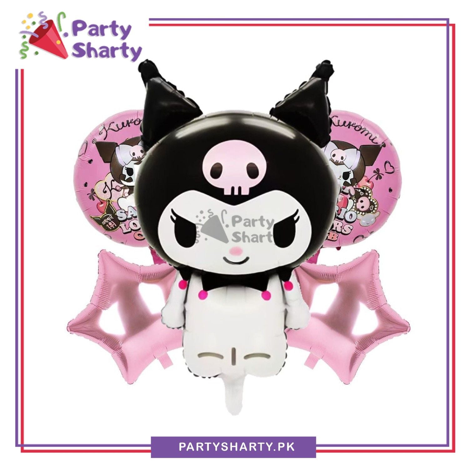 5pcs/set Pink Kuromi Sanrio Foil Balloons Set Birthday Party Decoration and Celebration