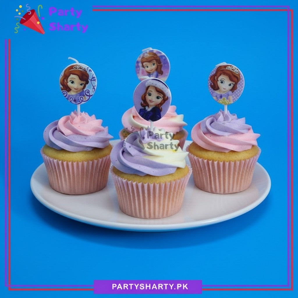 5pcs/set Sofia Printed Candles / Cupcake Toppers Creative Candles Party Supplies