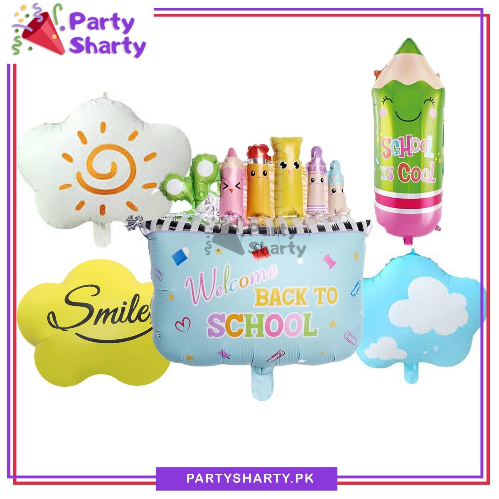 5pcs/set Welcome Back To School Theme Foil Balloons For Back to School Theme Decoration